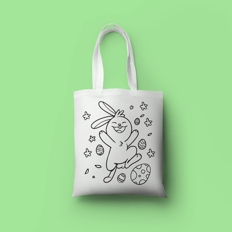 Bio-Baumwolltasche mit Osterhasen-Motiv zum Ausmalen - Fairtrade & kreativ - AC Designs