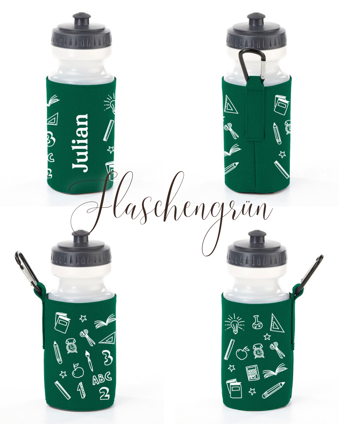Personalisierte Trinkflasche mit Schulmotiv