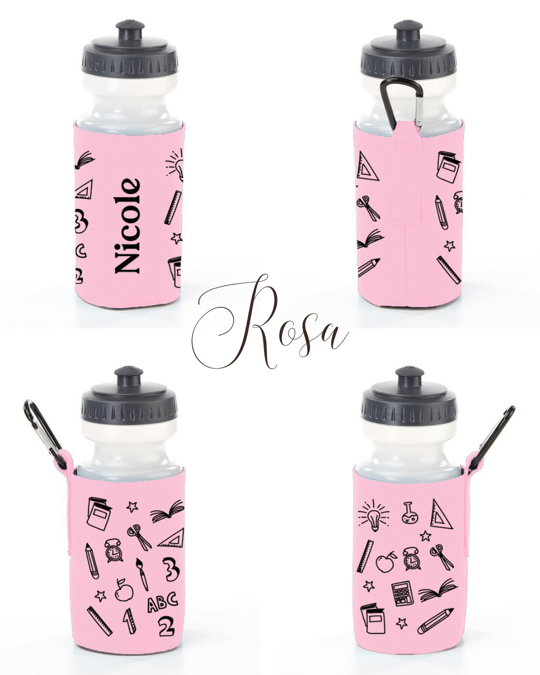Personalisierte Trinkflasche mit Schulmotiv