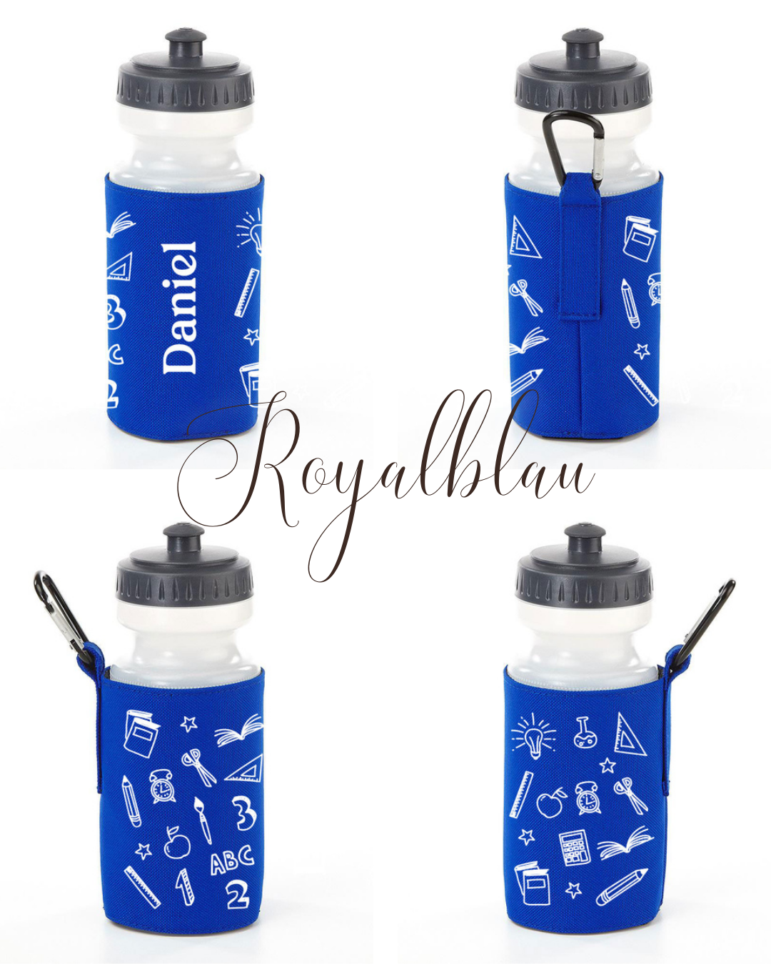 Personalisierte Trinkflasche mit Schulmotiv