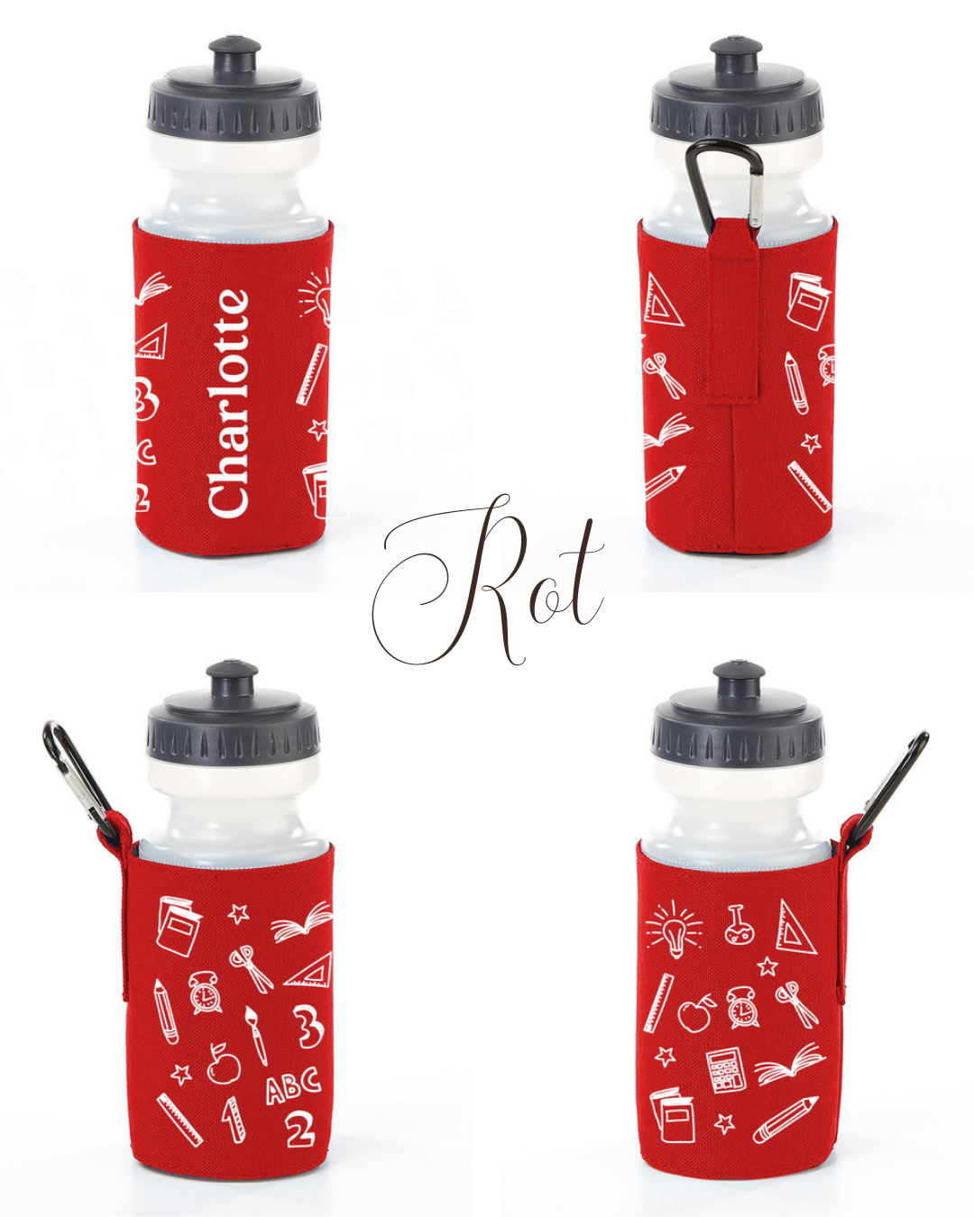 Personalisierte Trinkflasche mit Schulmotiv