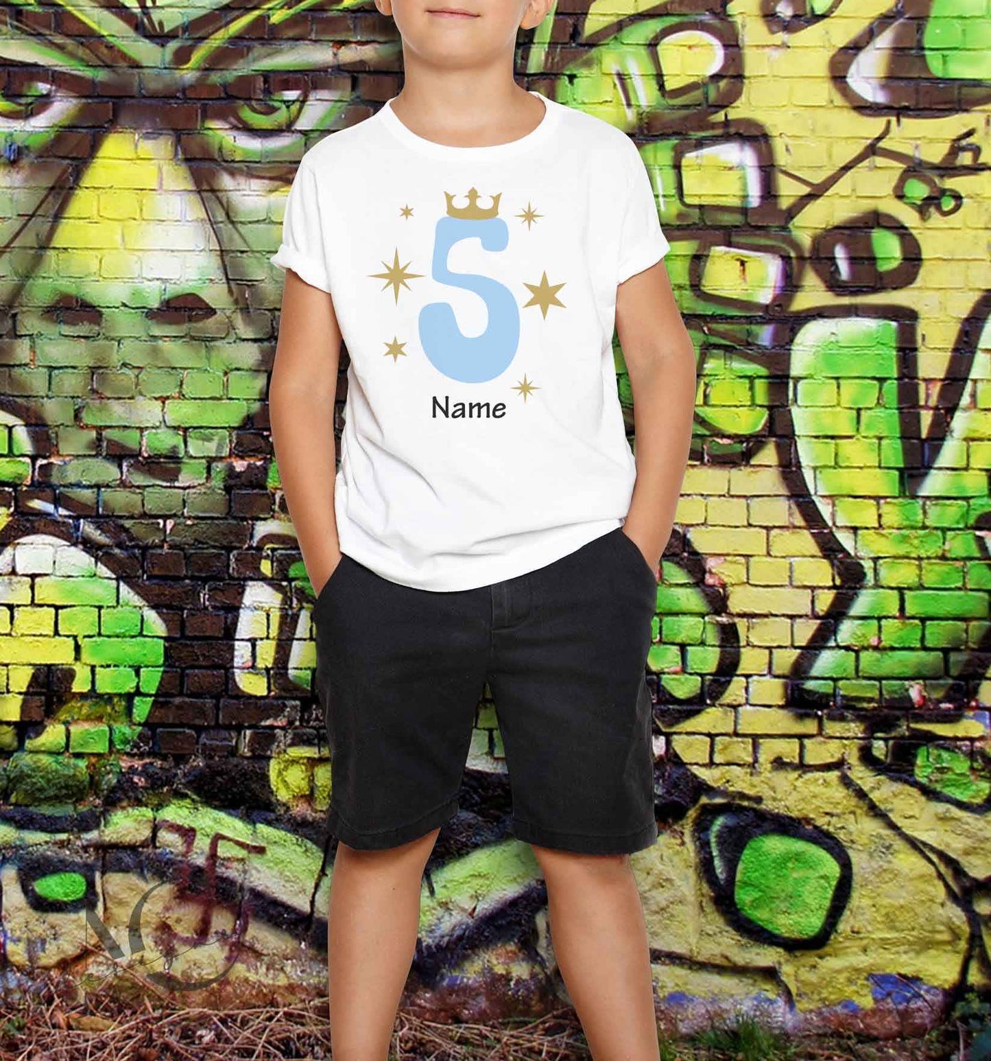 Bügelmotiv - ZAHL + KRONE + NAME