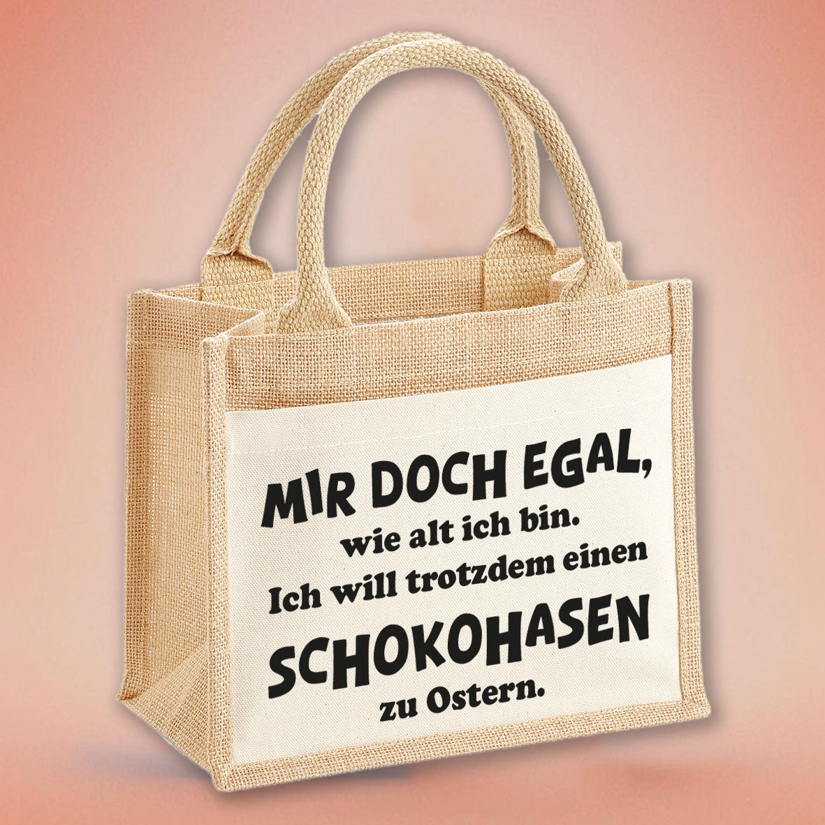 Jutetasche klein - SCHOKOHASE - 100% Baumwoll-Segeltuch - AC Designs