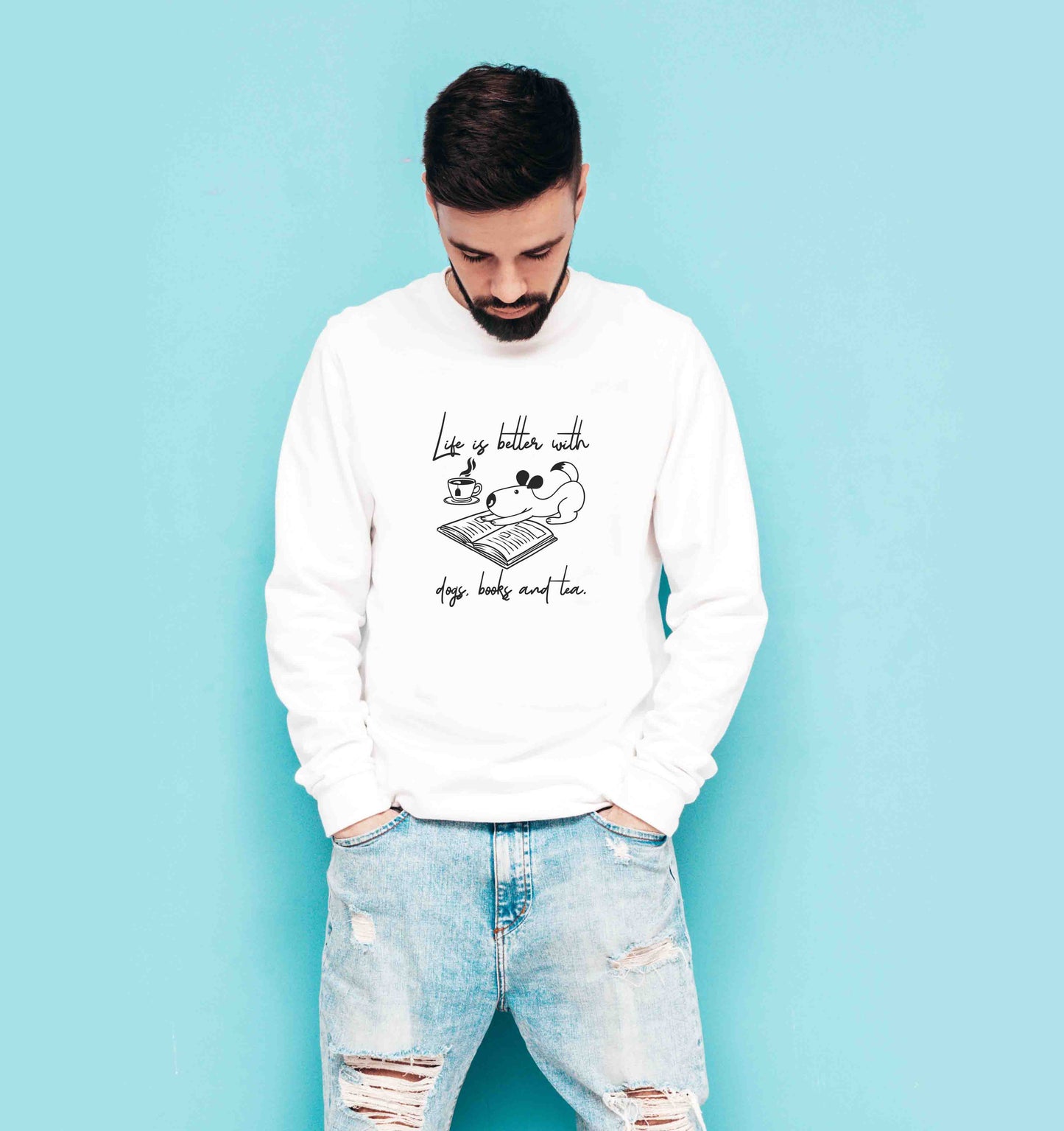 Bügelmotiv - LIFE IST BETTER WITH DOGS, BOOKS AND TEA - AC Designs