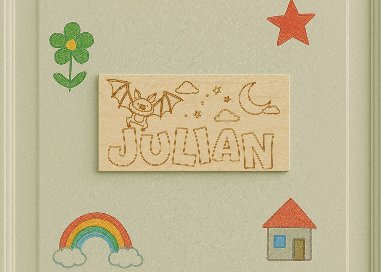Personalisiertes Türschild aus Holz - DIY Set zum Bemalen mit Wunschmotiv & Name