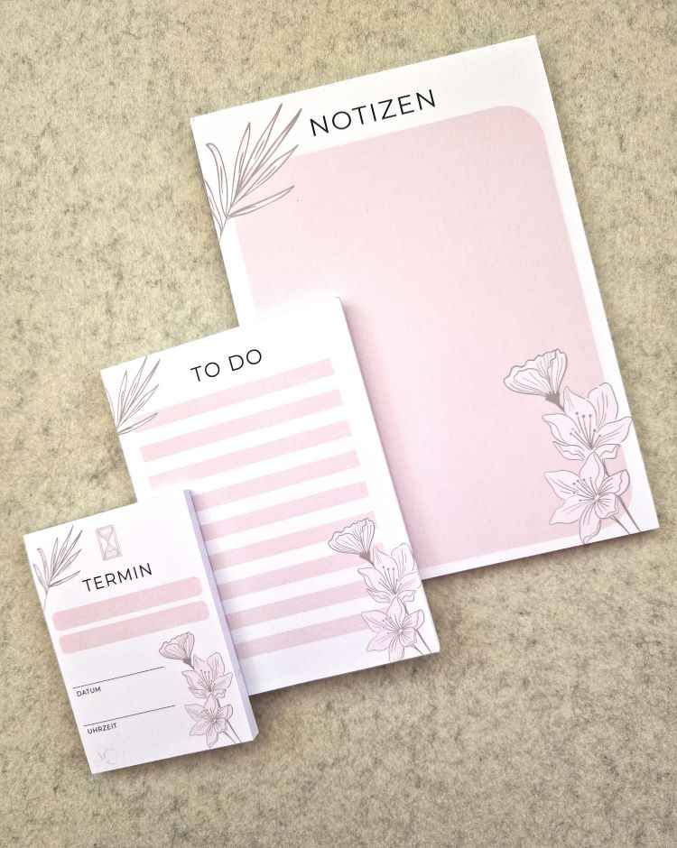 Schreibblöcke aus Naturpapier – Stilvoll planen mit floralen Pastell-Motiven - AC Designs