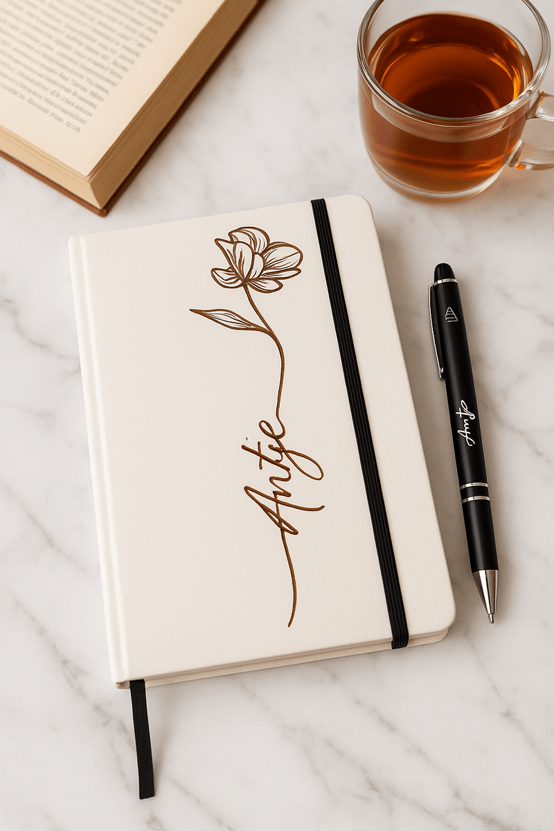 Notizbuch personalisiert – mit Gravur, mit Namen, mit Herz - AC Designs