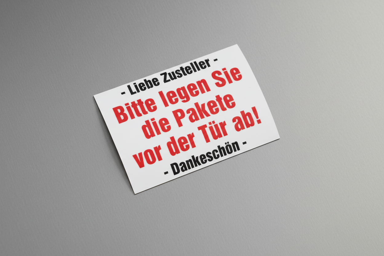 Magnetschild - BITTE PAKETE VOR DIE HAUSTÜR LEGEN