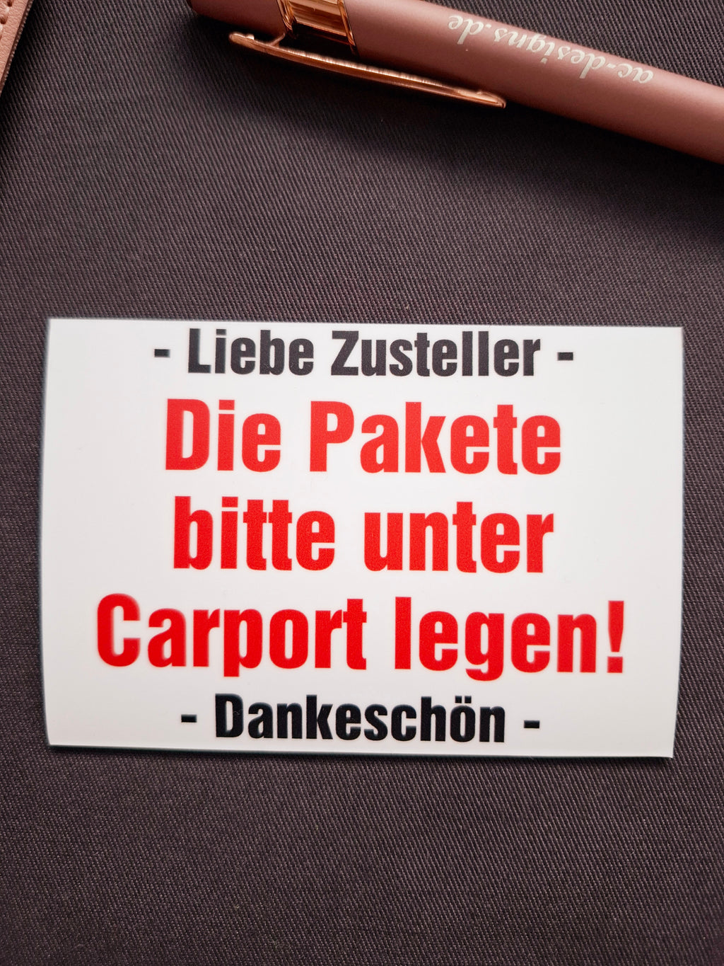 Magnetschild - BITTE PAKETE UNTER CARPORT LEGEN - AC Designs