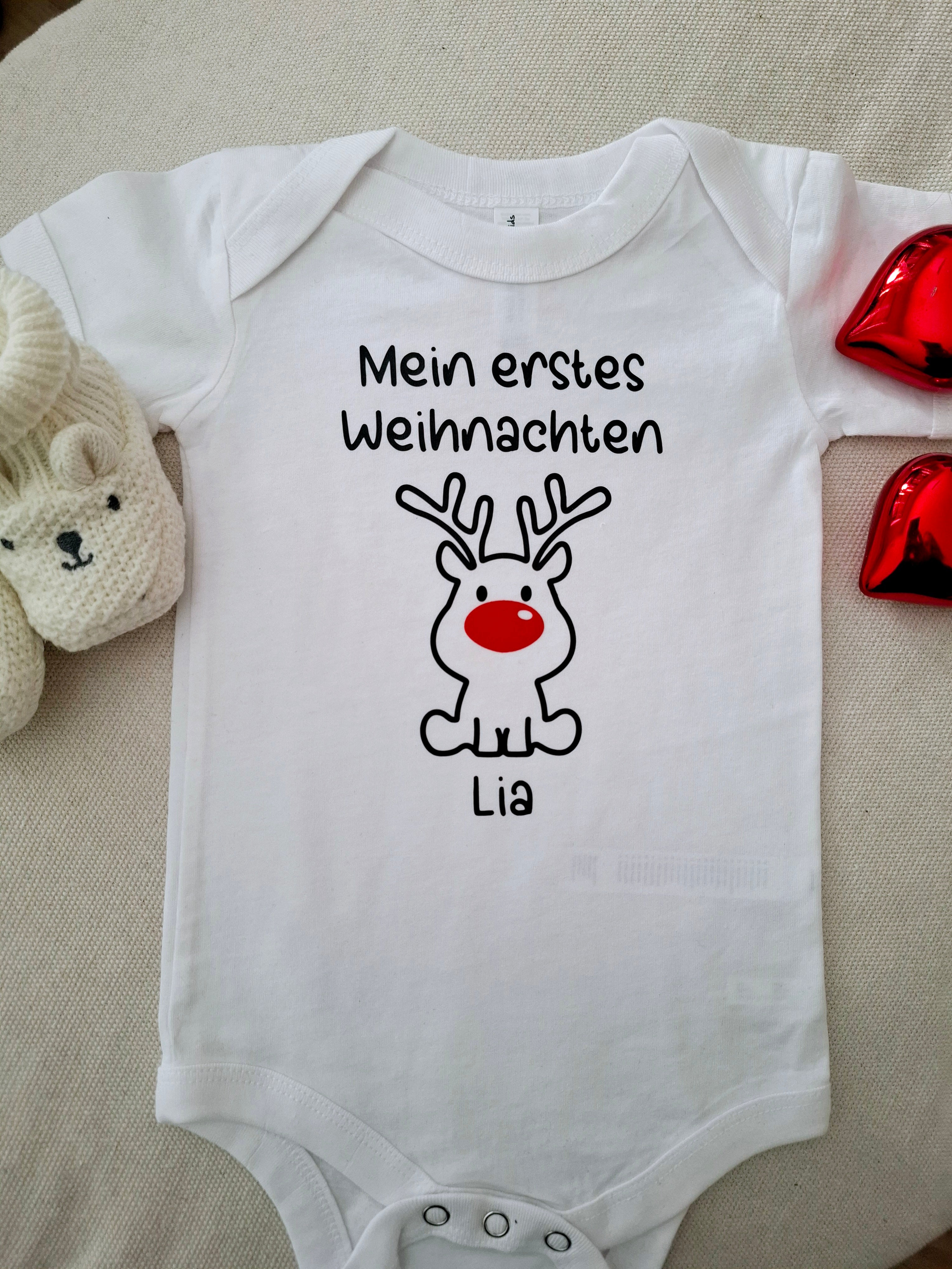 Baby Body kurzarm -  MEIN ERSTES WEIHNACHTEN (personalisiert) - AC Designs