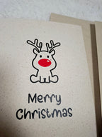 Grußkarte im A5-Format, dekoriert mit einem Rentier und dem Wunsch "Frohe Weihnachten".
