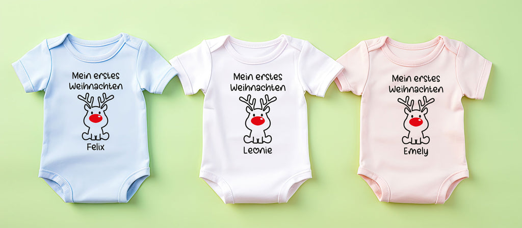 Baby Body kurzarm -  MEIN ERSTES WEIHNACHTEN (personalisiert) - AC Designs