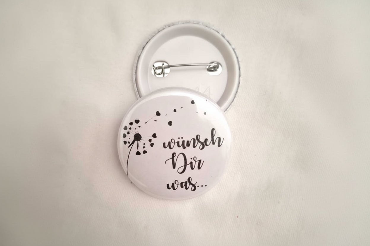 44 mm Button „Wünsch Dir was…“ - Ansteckbutton mit Pusteblume - AC Designs