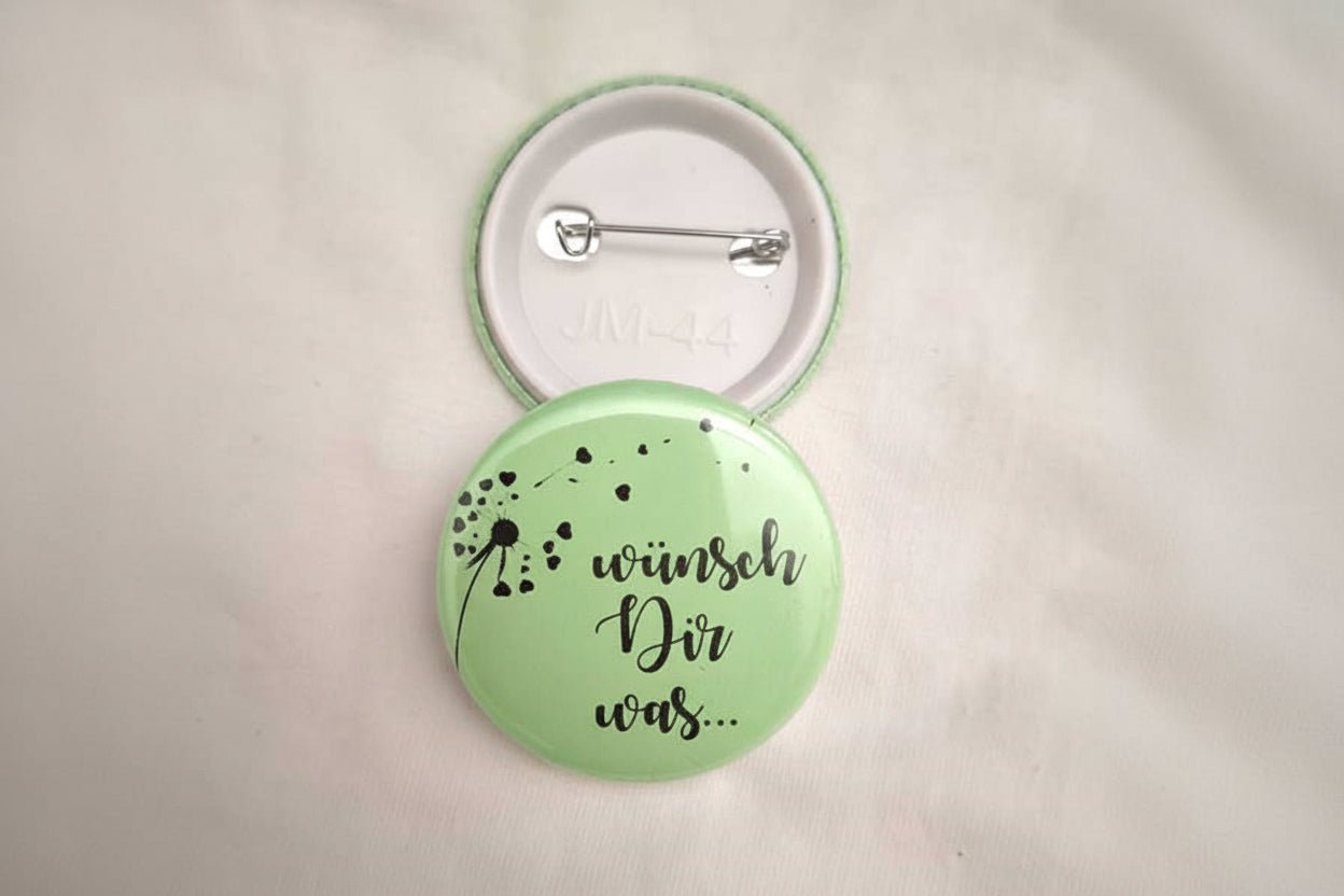 44 mm Button „Wünsch Dir was…“ - Ansteckbutton mit Pusteblume - AC Designs