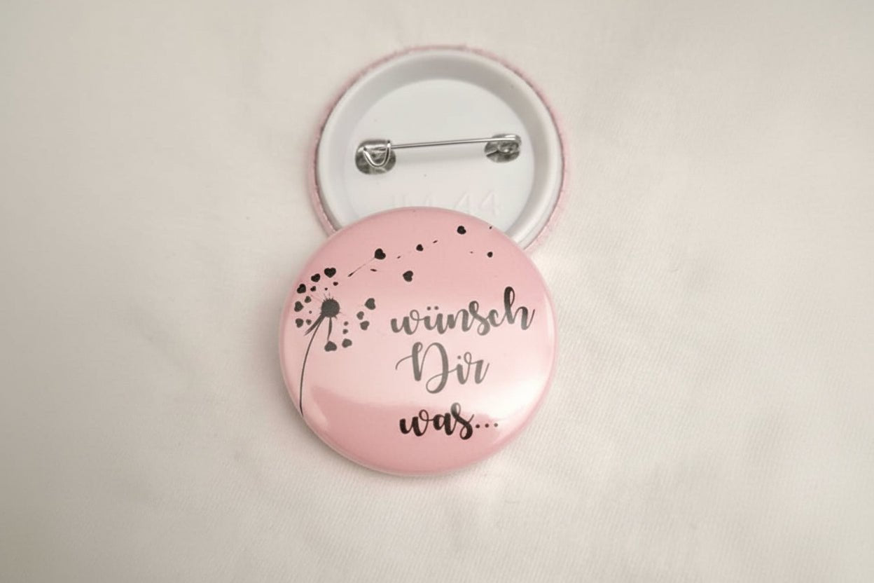 44 mm Button „Wünsch Dir was…“ - Ansteckbutton mit Pusteblume - AC Designs