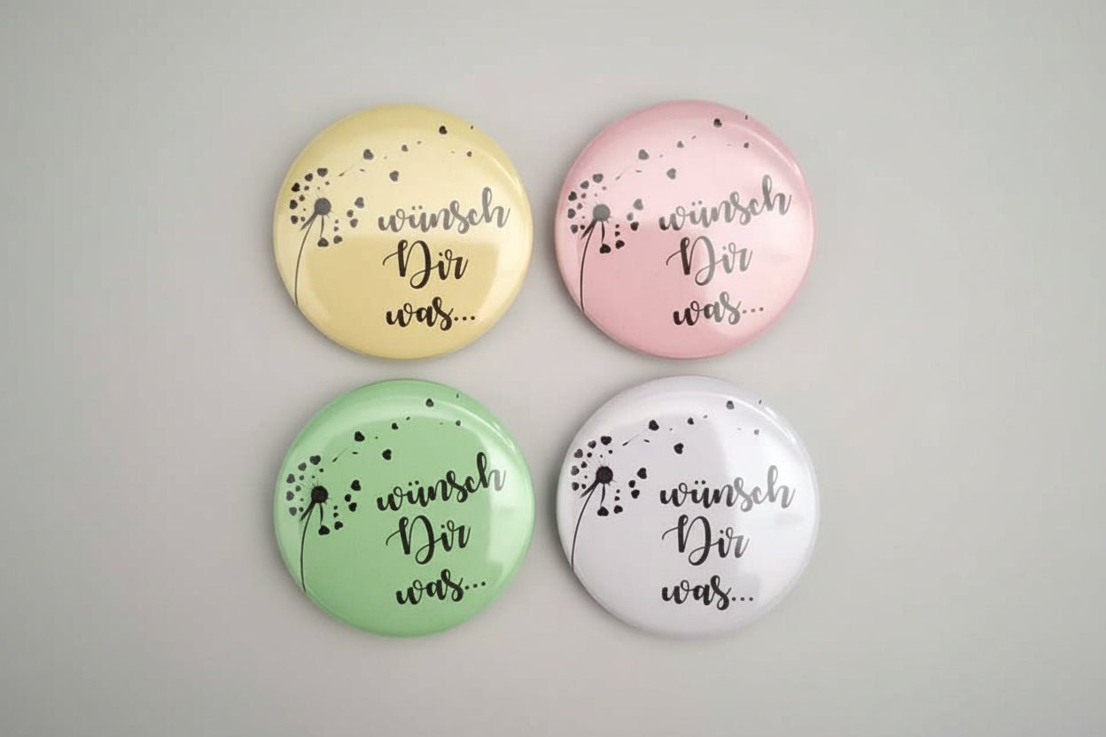 44 mm Button „Wünsch Dir was…“ - Ansteckbutton mit Pusteblume - AC Designs
