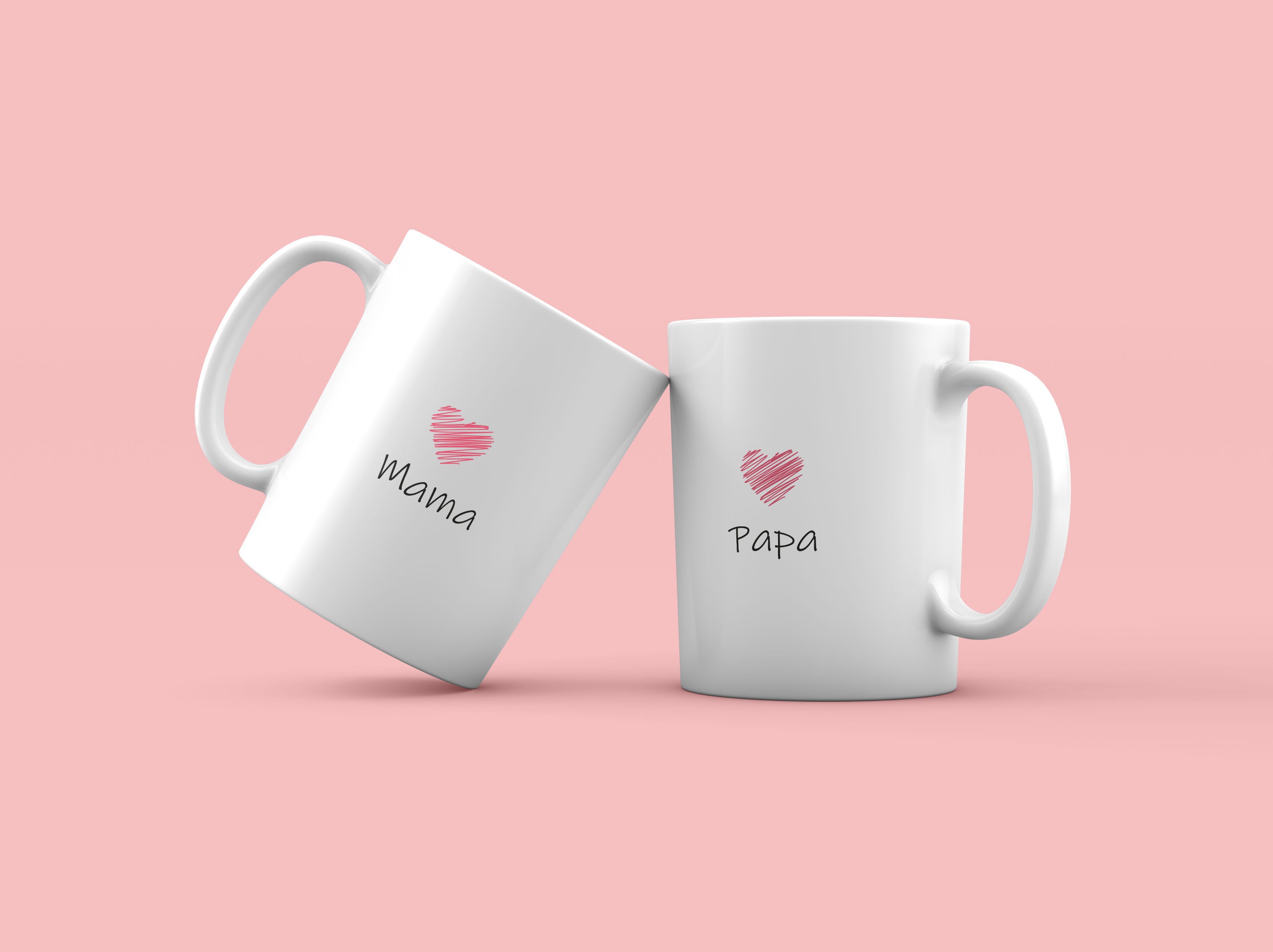 Keramikbecher für Mama & Papa – 330ml mit Herzaufdruck | Emotionales Geschenk für Geburtstag, Weihnachten & Muttertag/Vatertag | Spülmaschinenfest - AC Designs