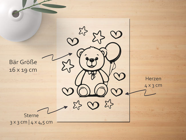 Ausmalbügelmotiv - BÄRCHEN MIT BALLON - AC Designs