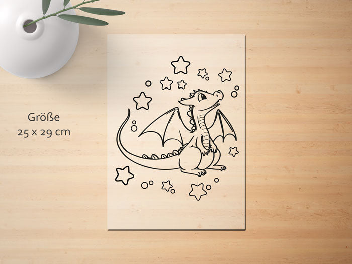 Ausmalbügelmotiv - DRACHE MIT STERNEN - AC Designs