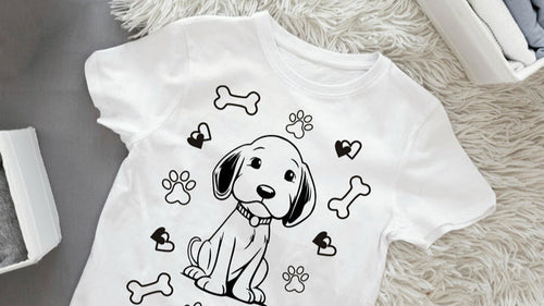 Ausmalbügelmotiv - HUND MIT KNOCHEN - AC Designs