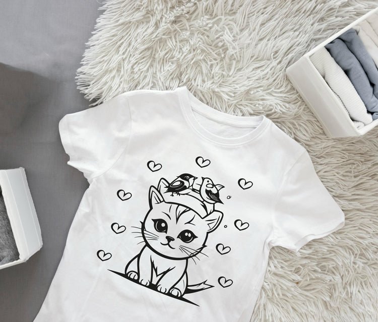 Ausmalbügelmotiv - KATZE MIT HUT - AC Designs