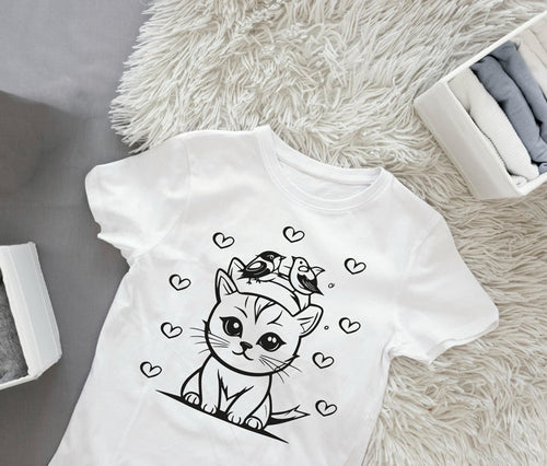Ausmalbügelmotiv - KATZE MIT HUT - AC Designs