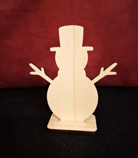 Holzaufsteller Schneemann 12 cm - Sperrholz Figur zum Bemalen & Basteln