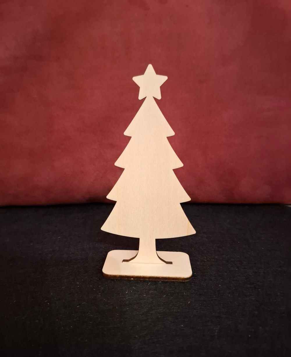 Holzaufsteller Tannenbaum 13 cm - Weihnachtsbaum aus Sperrholz zum Bemalen & Basteln