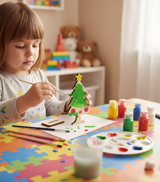 Holzaufsteller Tannenbaum 13 cm - Weihnachtsbaum aus Sperrholz zum Bemalen & Basteln