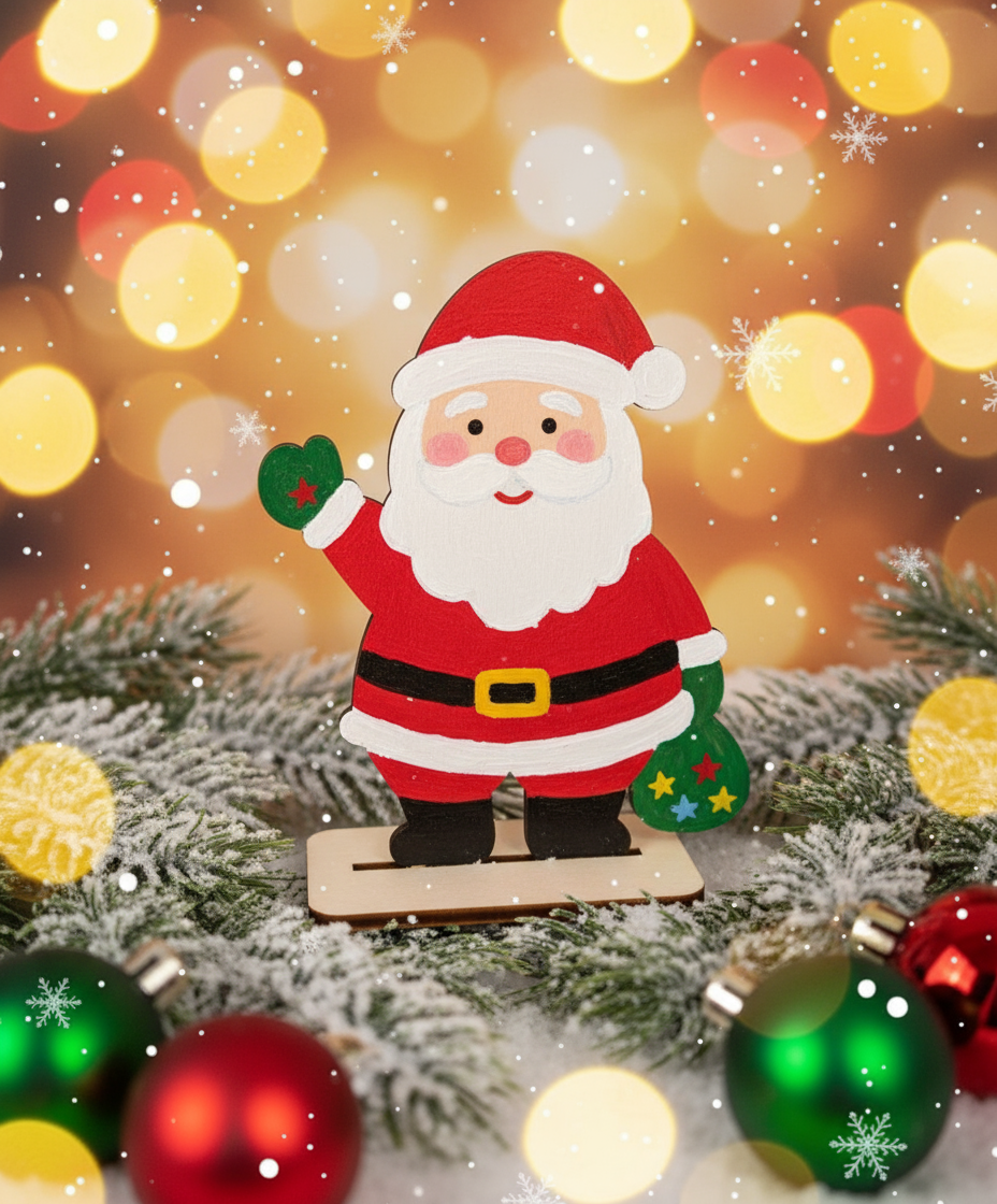 Holzaufsteller Weihnachtsmann 12 cm - Sperrholzfigur zum Bemalen & Basteln