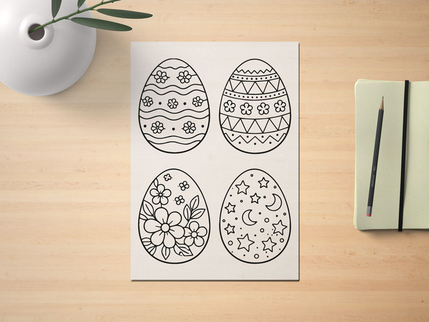 A4 Ausmalbild Download – Ostereier | Malvorlage für Kinder & DIY Printable