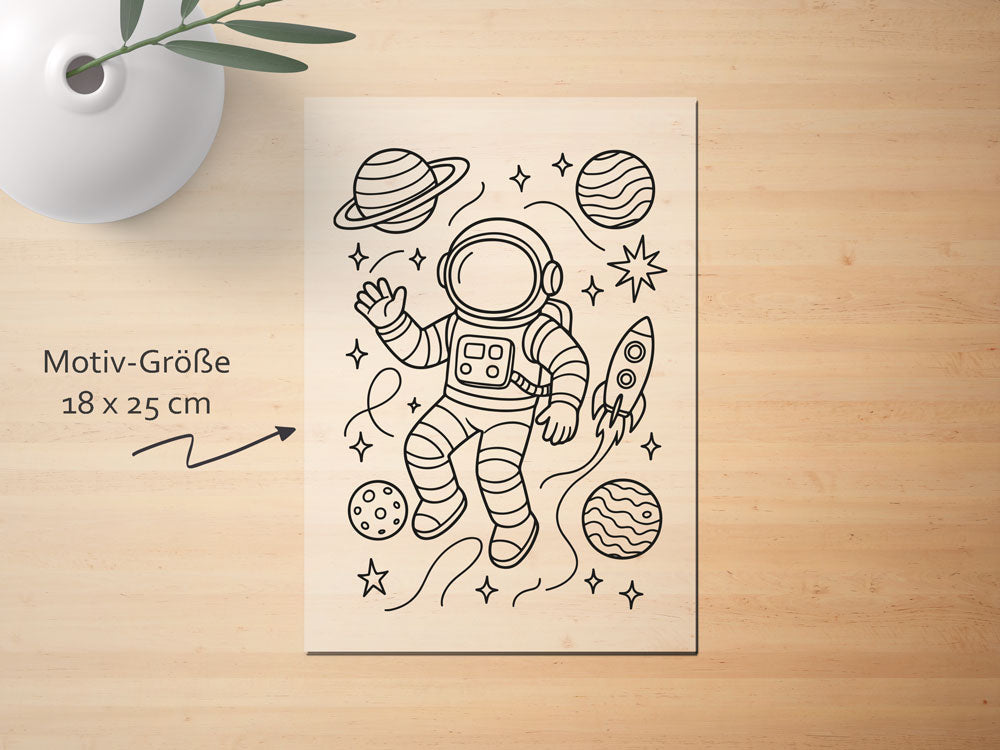 Ausmalbügelmotiv - ASTRONAUT IM WELTALL