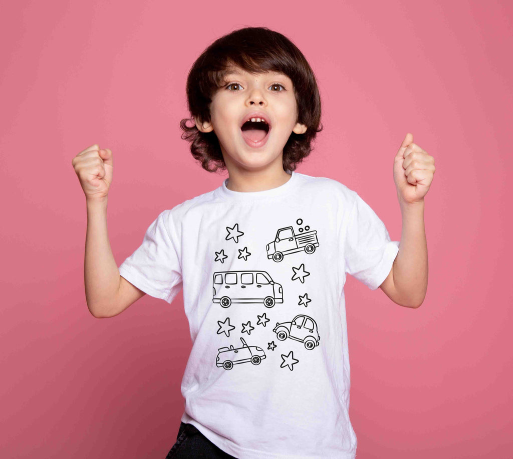 Ausmalbügelmotiv - AUTO MIT STERN - Perfekt für kleine Autofans