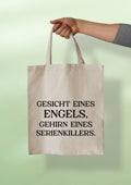 Baumwolltasche mit Statement-Druck & kurzem Henkel (38x42 cm)
