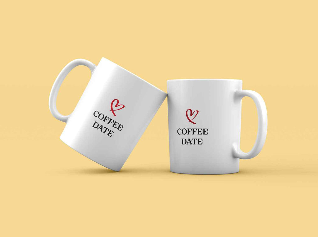 Romantischer Kaffeebecher 'Coffee Date' – Ideal für gemeinsame Morgenmomente