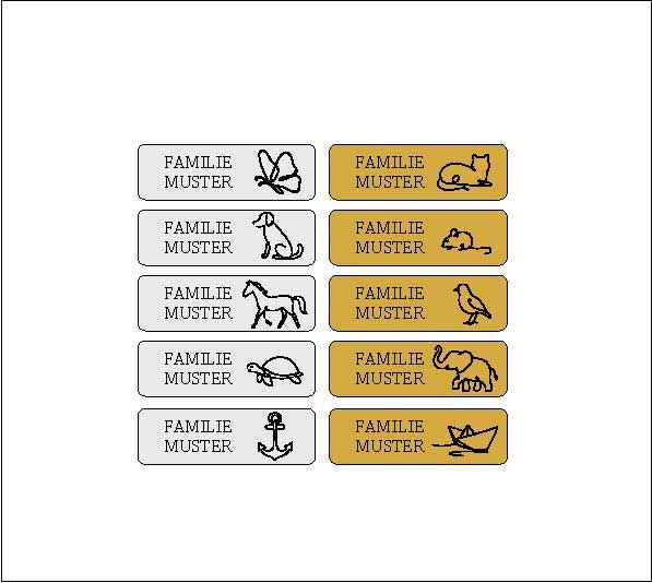 Graviertes Briefkastenschild aus Laserkunststoff mit Metallic-Effekt - personalisiert mit Name & Motiv | 8 x 2,5 cm