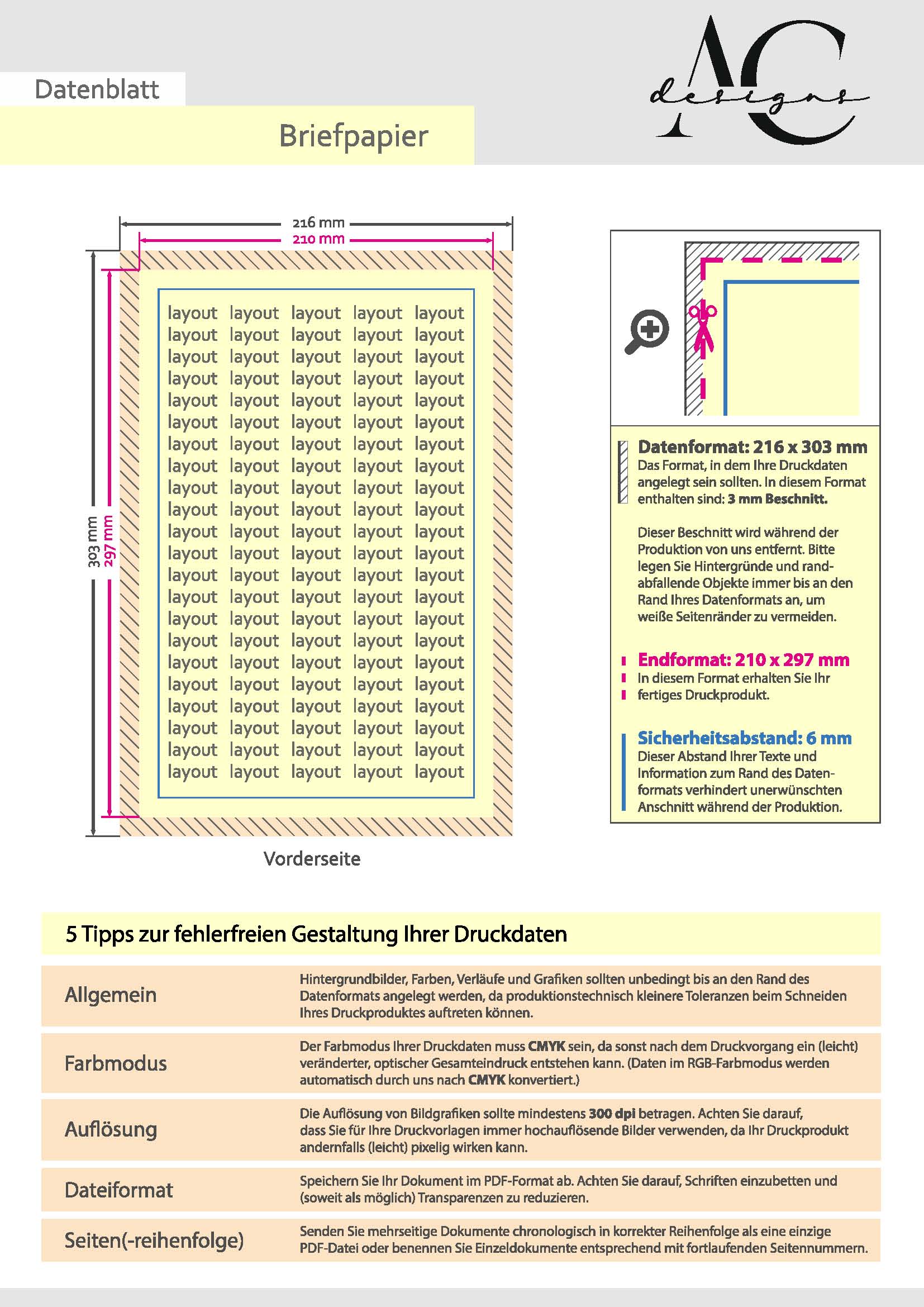 Briefpapier A4 bedrucken lassen – einseitig nach Deiner PDF-Datei