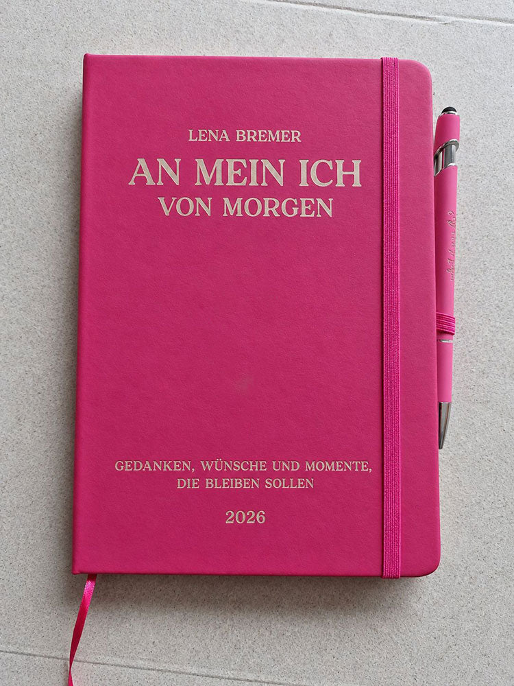 Personalisiertes A5 Notizbuch „An mein Ich von morgen“ mit Kugelschreiber