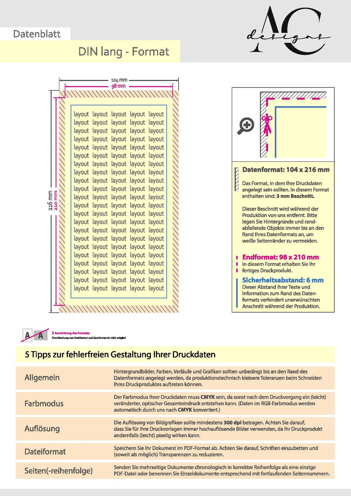 Flyer DIN lang 1-seitig – 4/0-Farbdruck auf Wunschpapier