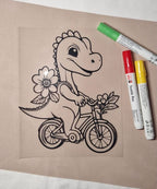 Ausmalbügelmotiv - DINO AUF EINEM FAHRRAD - AC Designs
