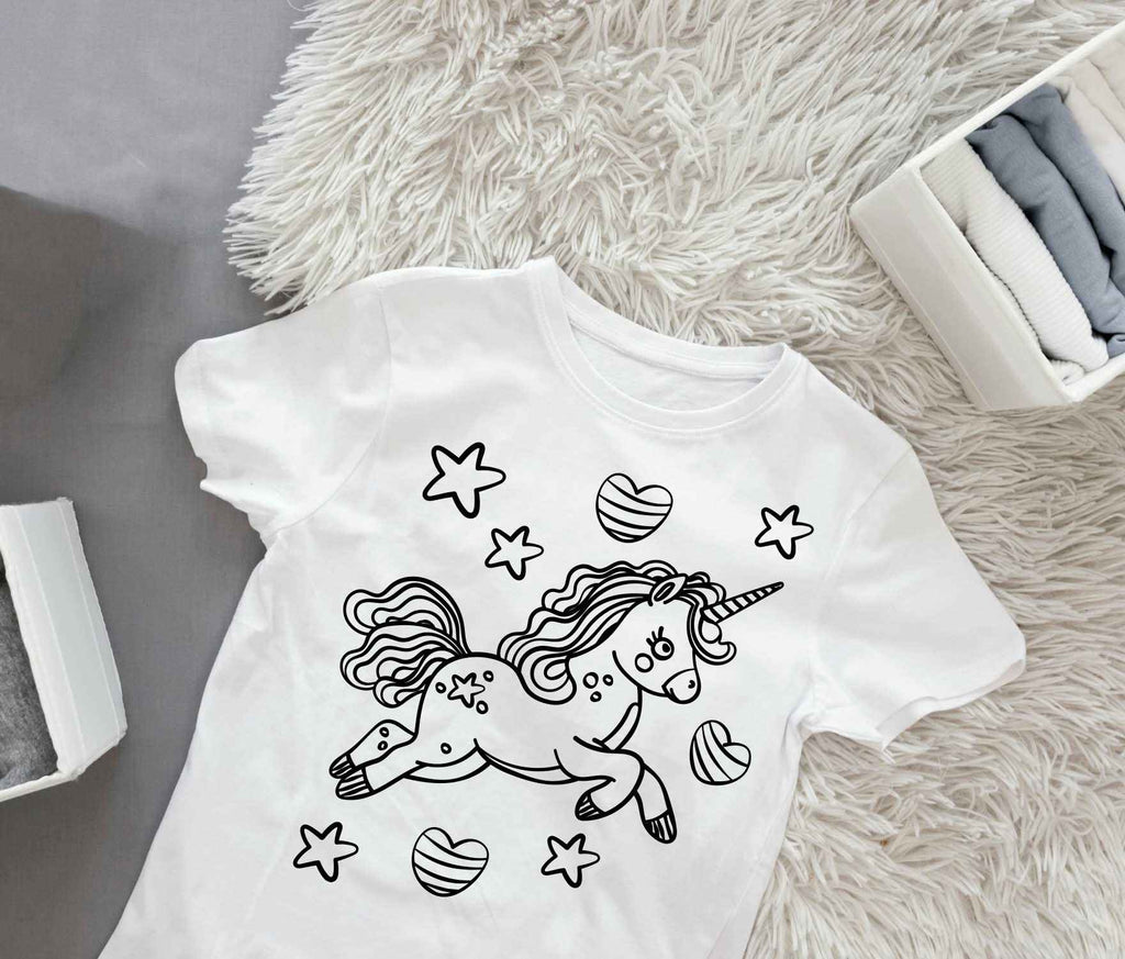 Ausmalbügelmotiv - EINHORN MIT HERZEN