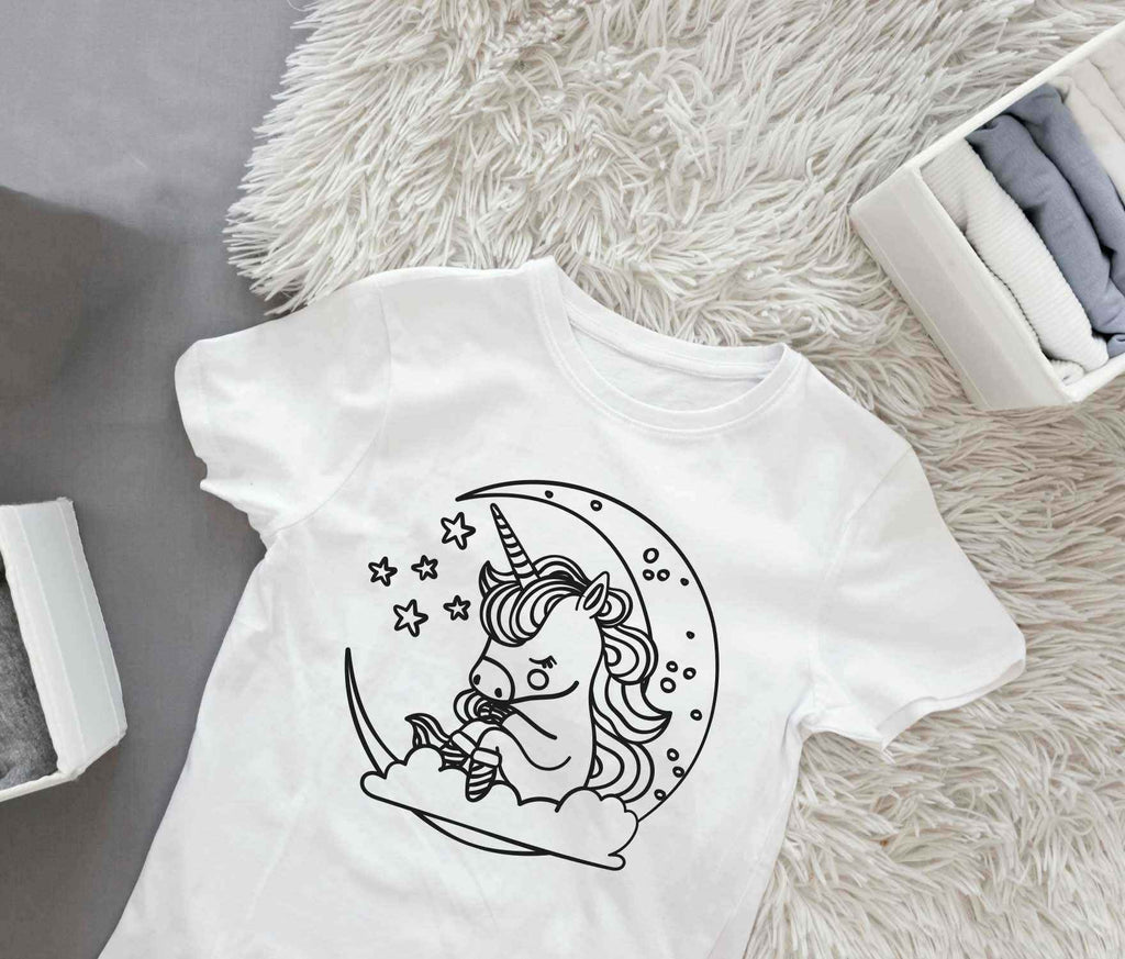 Ausmalbügelmotiv - EINHORN MIT MOND