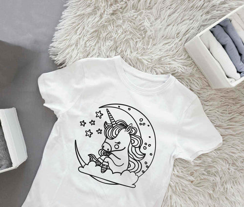Ausmalbügelmotiv - EINHORN MIT MOND