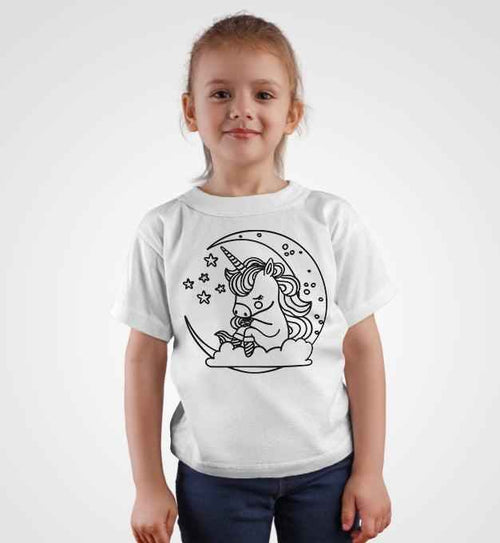 Ausmalbügelmotiv - EINHORN MIT MOND