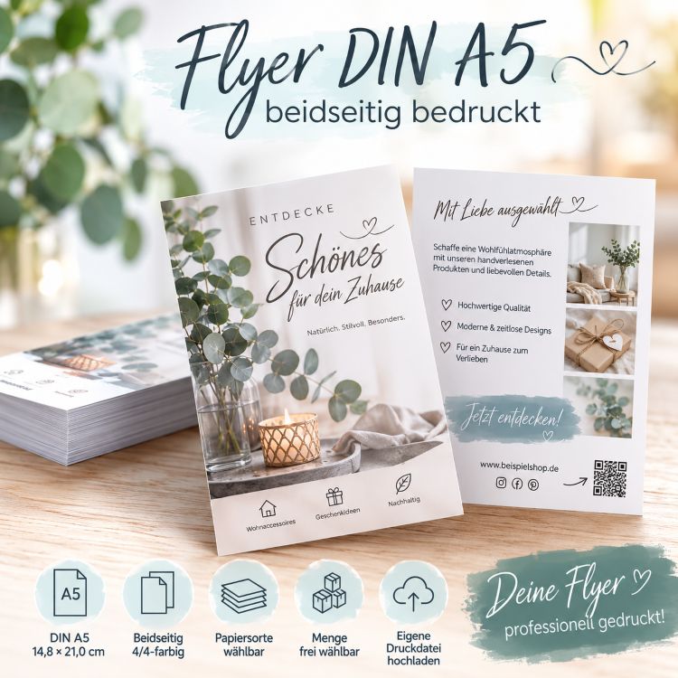 Flyer DIN A5 – beidseitig bedruckt | Eigene Druckdatei hochladen