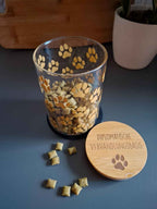 Glasbehälter mit Bambusdeckel - stilvolle Leckerli-Dose für Hunde & Katzen