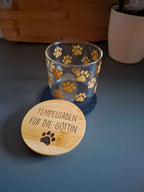 Glasbehälter mit Bambusdeckel - stilvolle Leckerli-Dose für Hunde & Katzen