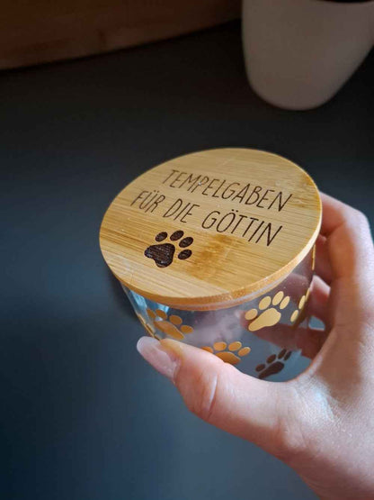 Glasbehälter mit Bambusdeckel - stilvolle Leckerli-Dose für Hunde & Katzen