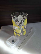 Zitronen-Glasbecher mit Deckel & Strohhalm – auslaufsicher, stylisch & langlebig