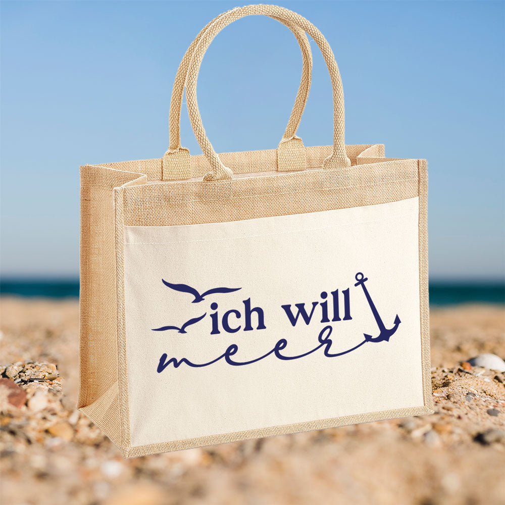 Jutetasche "MEERESSEHNSUCHT" – Nachhaltiger Begleiter mit maritimem Flair - AC Designs